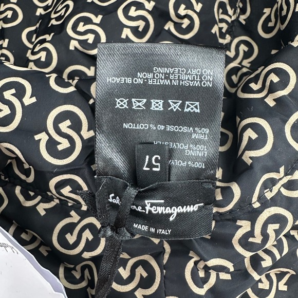 Salvatore Ferragamo Gancini Logo Bucket Hat Black Tan Made in Italy Size 57 $570 - Picture 4 of 6